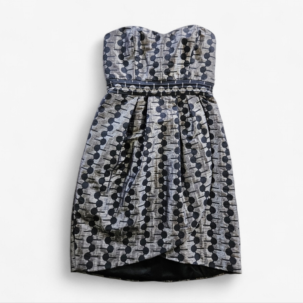 NWT Max & Cleo Metallic Sweetheart Neckline Removable Straps Structured Dress 6